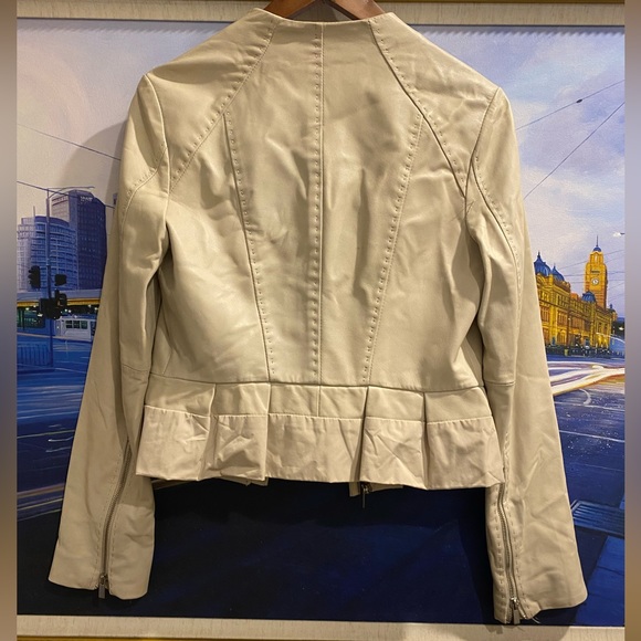 BCBGMAXAZRIA |Ivory Leather Jacket - Picture 3 of 6